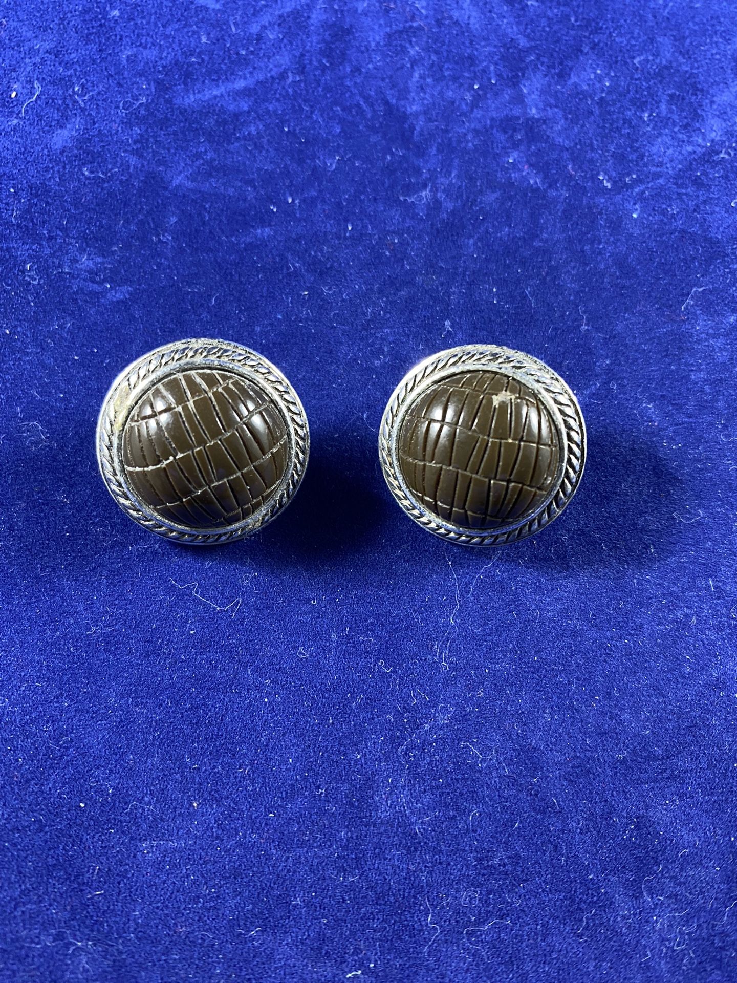 Grey and Silver Leather Earrings