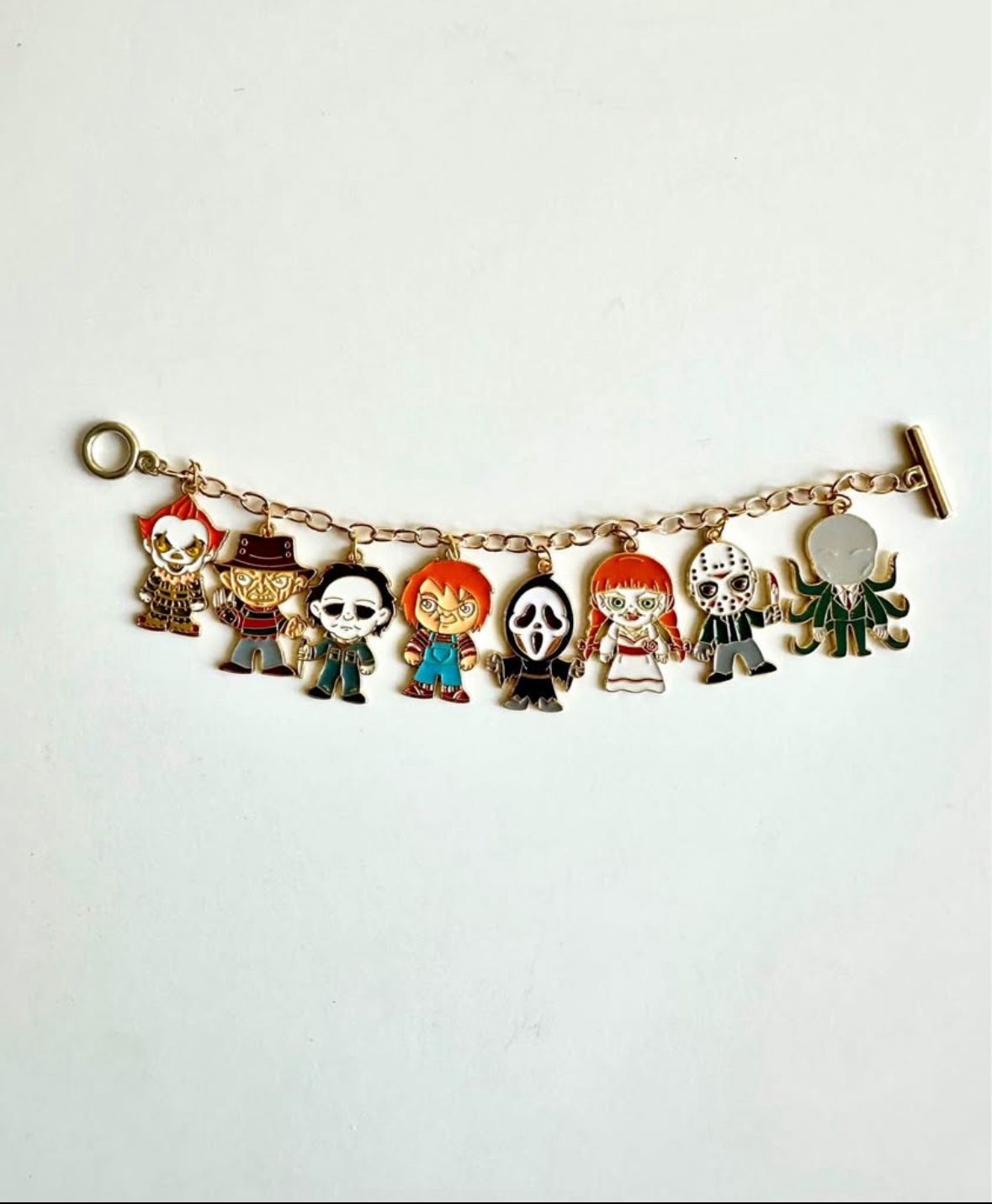 Halloween Horror Movie Villain Gold Charm Bracelet