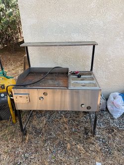 Commercial Stainless Steel Taco Cart with Griddle