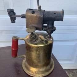 Vintage Red Wood Handle Antique Turner Brass Gas Blow Torch Model: 30AT