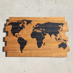Wooden World Map Wall Decor