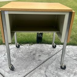 Vintage Heavy Duty Industrial Rolling Typewriter Table Desk