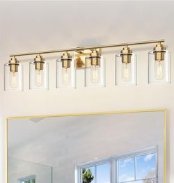 NIB Bathroom Vanity Light Over Mirror,Bathroom Light Fixture Wall Sconce Lighting for Bedroom,Living Room (Gold, 6-Light)