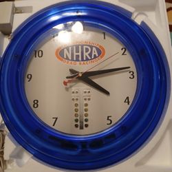 NHRA NEON WALL CLOCK "WORKS"