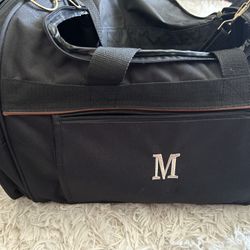 Personalized with Initial M weekend bag with gold plated trim