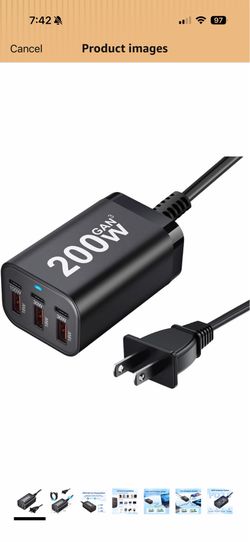 Brand new 200W USB C Charge Block,6 Port PD 65W 45W 100W GaN Charger
