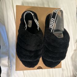 Black UGG Fuzzy Slippers