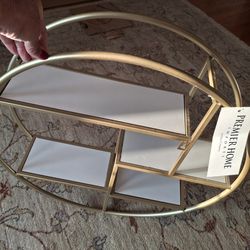Circle Shelf - Wall Mounted, New, Gold & White
