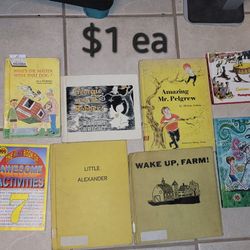 Vintage hardcover books $1 ea
The Mickey Mouse magic book.
What bobolino knew
What's the matter with that dog?
The kids book of awesome activities.
Li