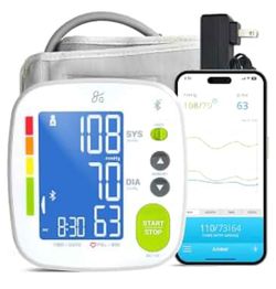 Greater Goods Bluetooth Smart Blood Pressure Monitor for Home Use - Automatic Digital Upper Arm BP Machine with 8.7"-16.5" Cuff, iOS & Android App Com