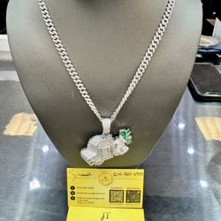 925 silver, Moissanite cuban chain & Truck charm.