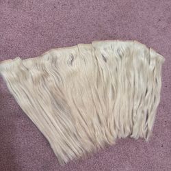 14” human hair extensions foxy locks platinum blonde clip in seamless wig set Costume