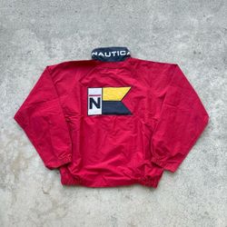 Vintage NAUTICA Embroidered Windbreaker Red Jacket Sz  XL