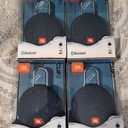 JBL Clip 3 Portable Bluetooth Speaker with Carabiner Blue New $40 each
