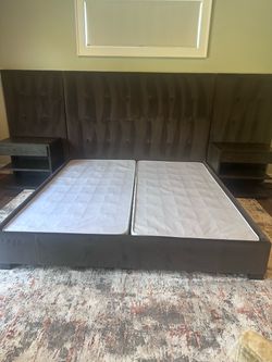 King bed - headboard, frame, box springs.