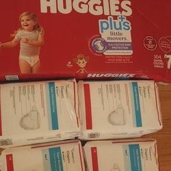 200 Diapers Size 7 Huggies Plus And Wings 41+ Pounds