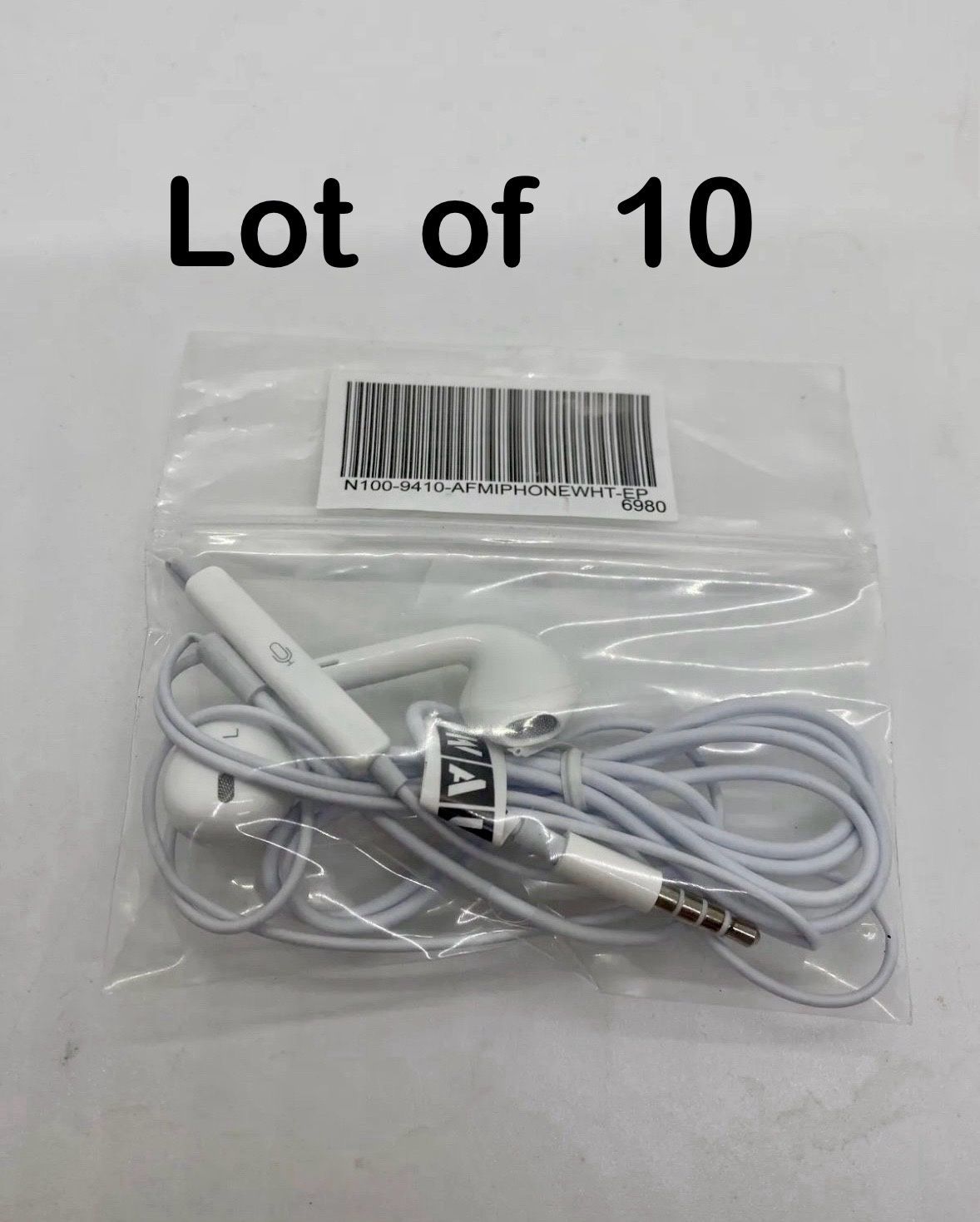 Lot of 10 White Wired Headphone Earbuds