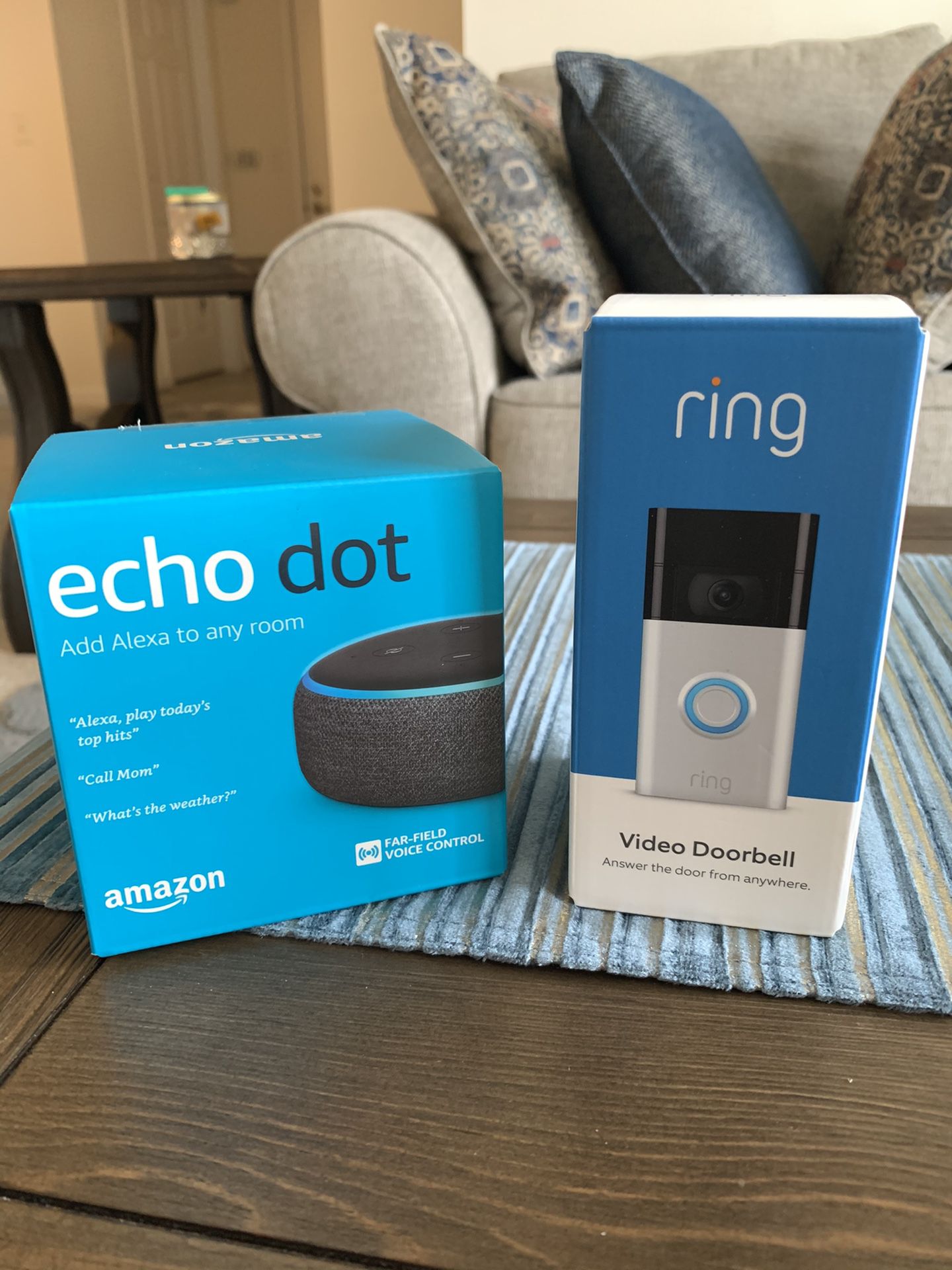 Ring Video Doorbell Satin Nickel (2020 release) & Echo Dot Alexa