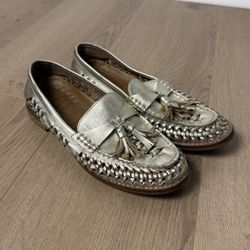 Sperry Seaport Gold Tassel Leather Loafers Size 7