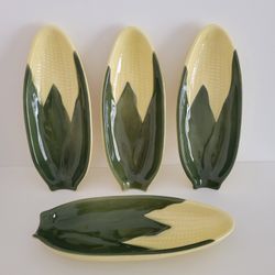 Vintage Shawnee Pottery Set of 4 Corn on the Cob Dishes 