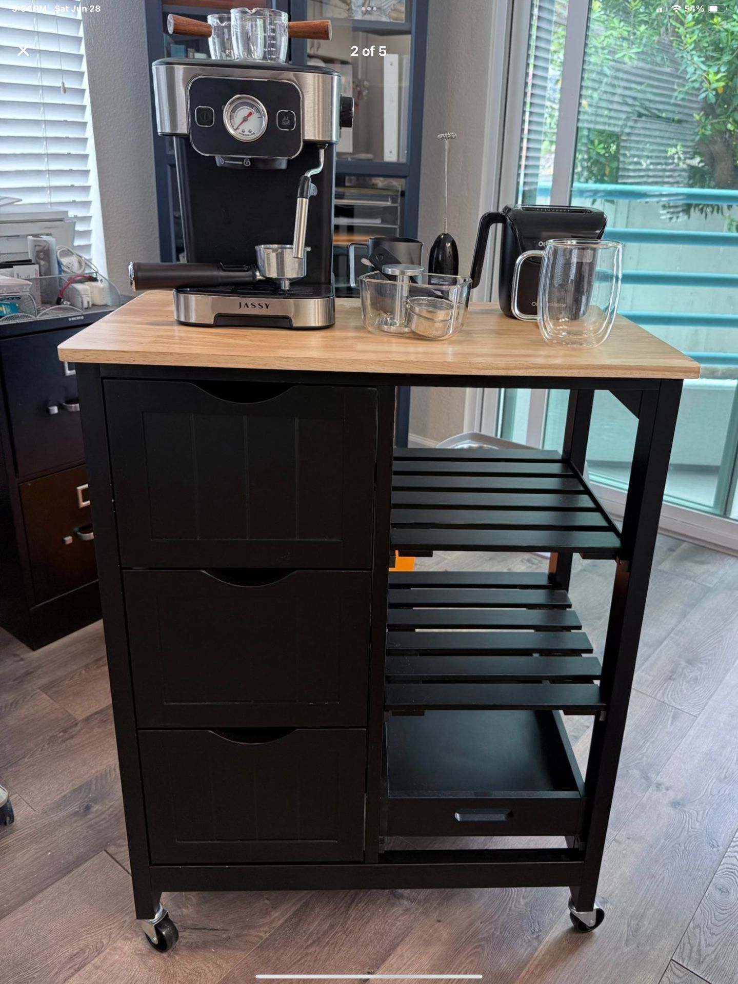Rolling Bar Cart / Kitchen Island – Like New & Fully Assembled!