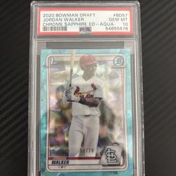 Topps 2020 Bowman Chrome Draft Sapphire Jordan Walker Aqua /20 PSA 10 BD-57