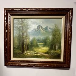 Beautiful Landscape Oil On Canvas Painting Signed Lower Right 