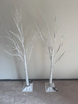 White Birch LED Decorative Trees Set of 2