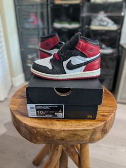 New Size 10C 
Nike Air Jordan 1 Retro High OG 
(TD) Black Toe Reimagined
Box