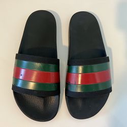 Genuine Gucci Flip Flop Slides 7,5 size rubber slippers shoes black green red