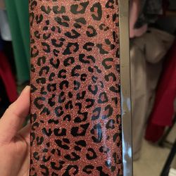 Long pink animal print wallet