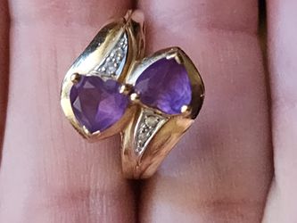 14k Gold Large Amethyst Ring