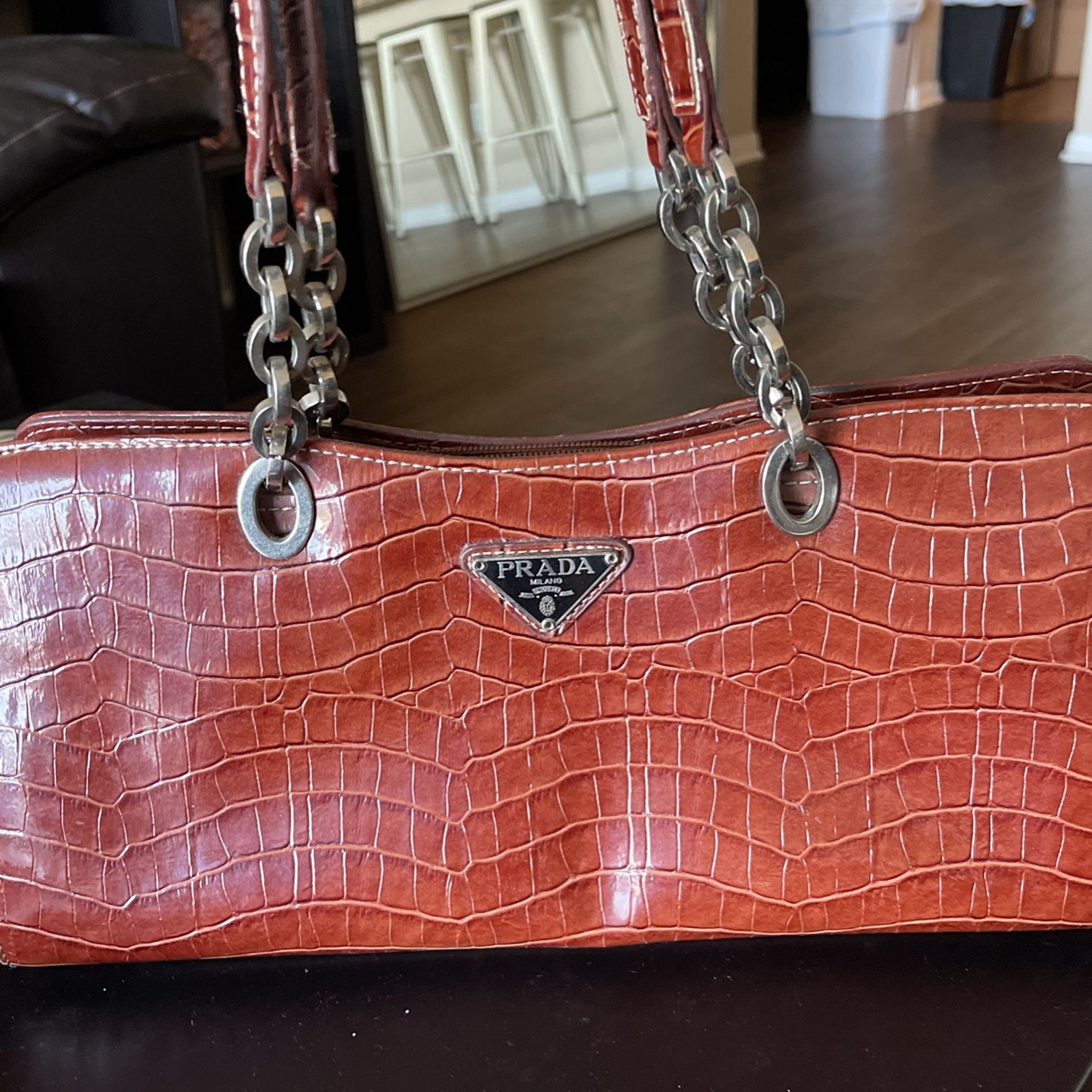 Prada Croc Embossed shoulder bag