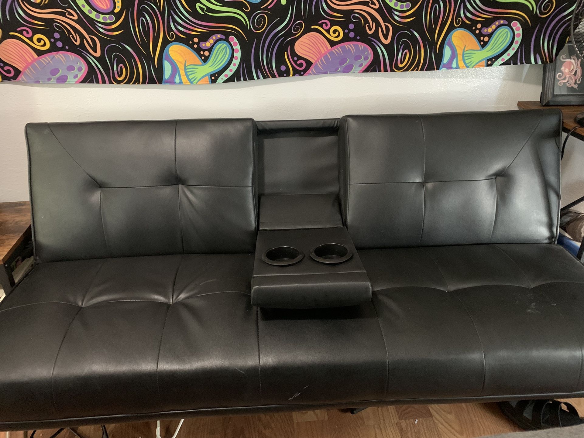 Leather futon couch
