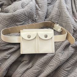 White Leather Fanny Pack