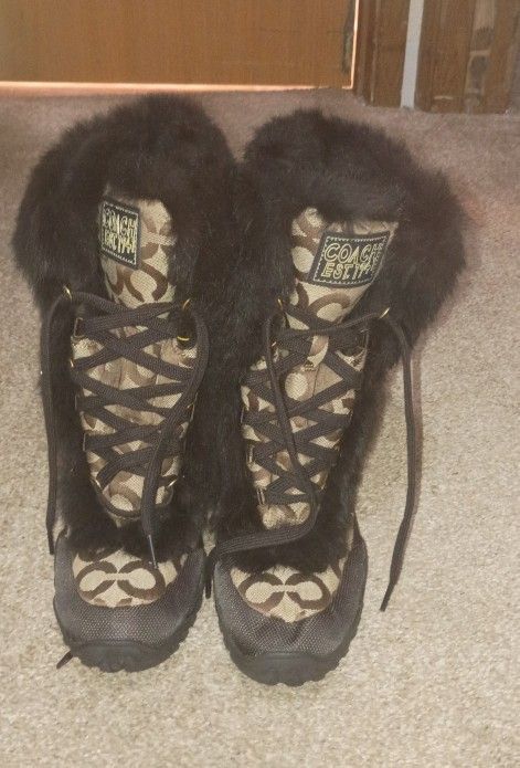 Coach Winter Boots Real Rabbit Fur
