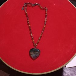 Claire's Marble Stone Heart Necklace