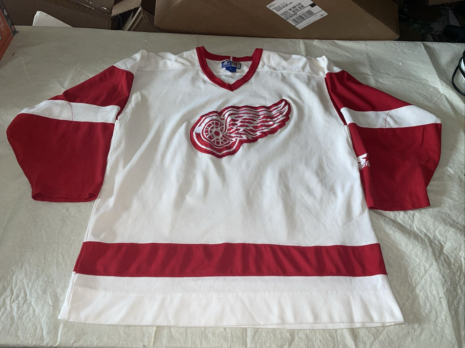 Detroit Red Wings starter NHL Jersey Mens Xl Clean Sewn Crest White Vintage