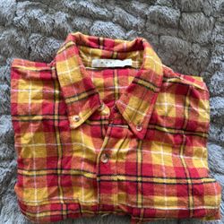MNML Red and Yellow Plaid Casual Button Down Shirt