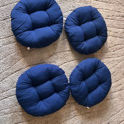  4 Piece Futon Seat Cushion,Overstuffed Round Tatami Indoor Outdoor Seat Pads Chair Pad,Papasan Navy Color Footstool Cushion