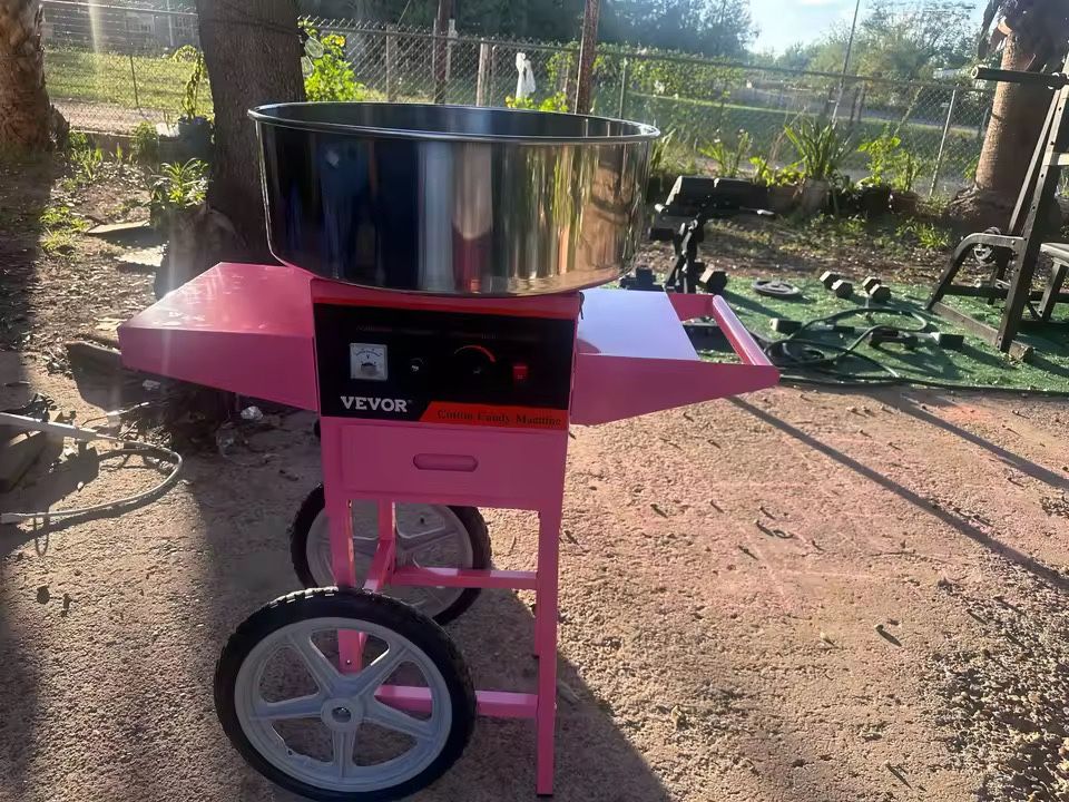 1000W Commercial Cotton Candy Machine with Stainless Steel Bowl Sugar Scoop and Drawer