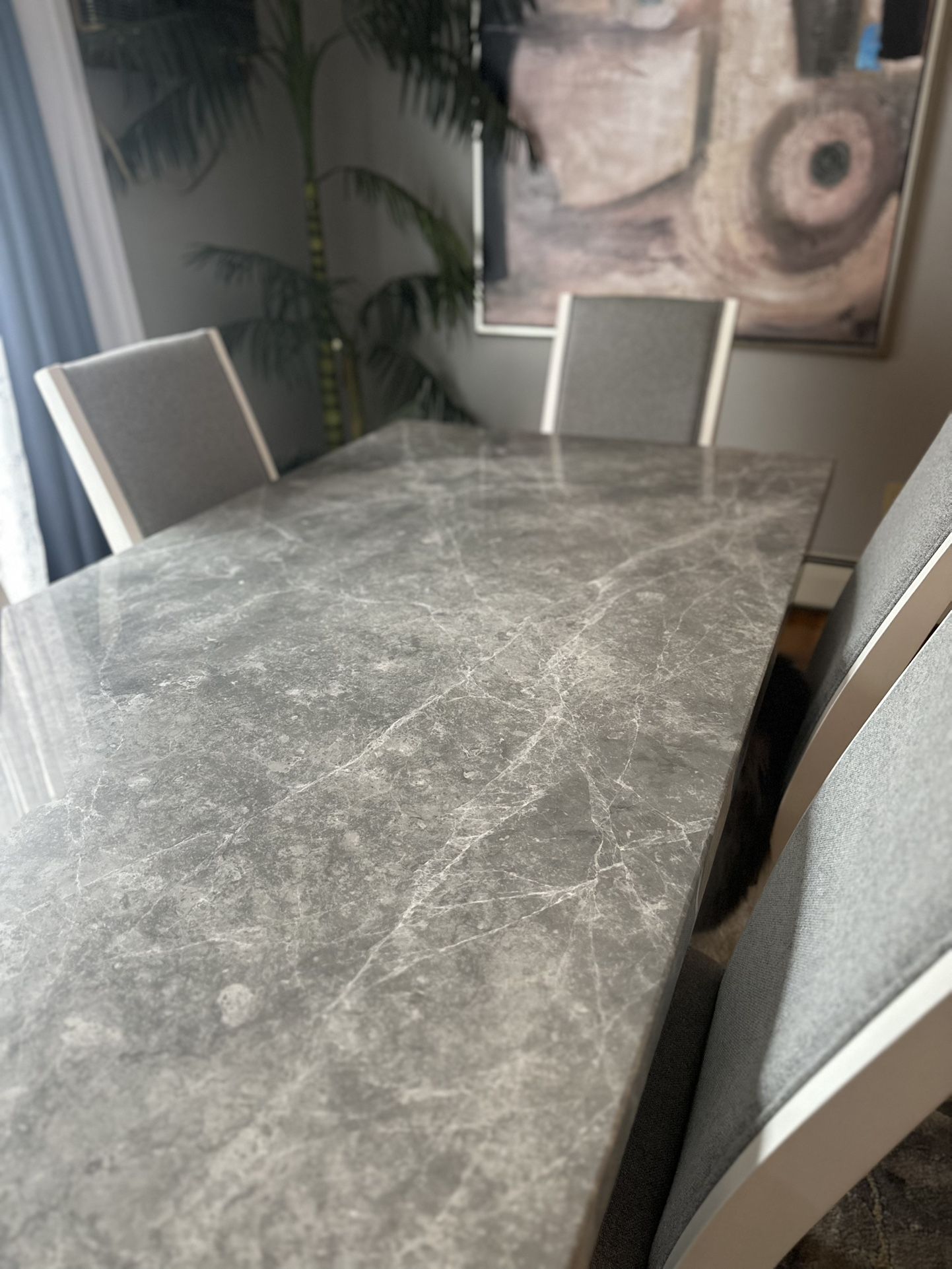 Modern Marble Dining Table with 6 Chairs – Great Condition