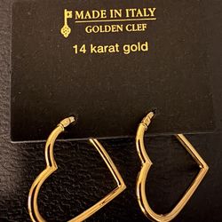 14 Karat Gold Heart Earrings Bnew