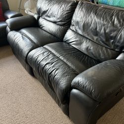 Leather Couch with dual Power Recliner