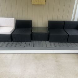 Outside Black Wicker Lounge Set