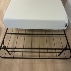 Twin Bed Frame and Twin Green Tea Memory Foam Mattress