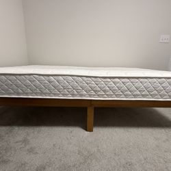 Zinus 8” Mattress along with wood Bed Frame 