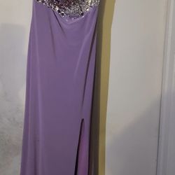 Formal Strapless Dress. Medium. Purple W/ Jewels.