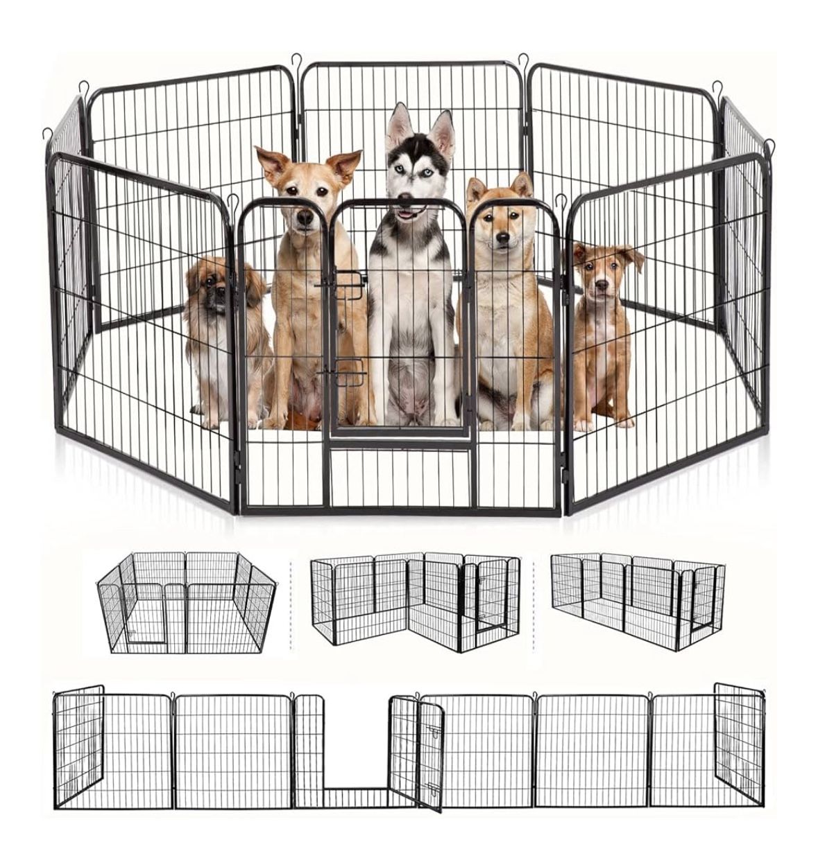 32 Inch, 8 Panels | Heavy Duty Metal Pet Exercise Pen | Indoor Outdoor Fence Panels