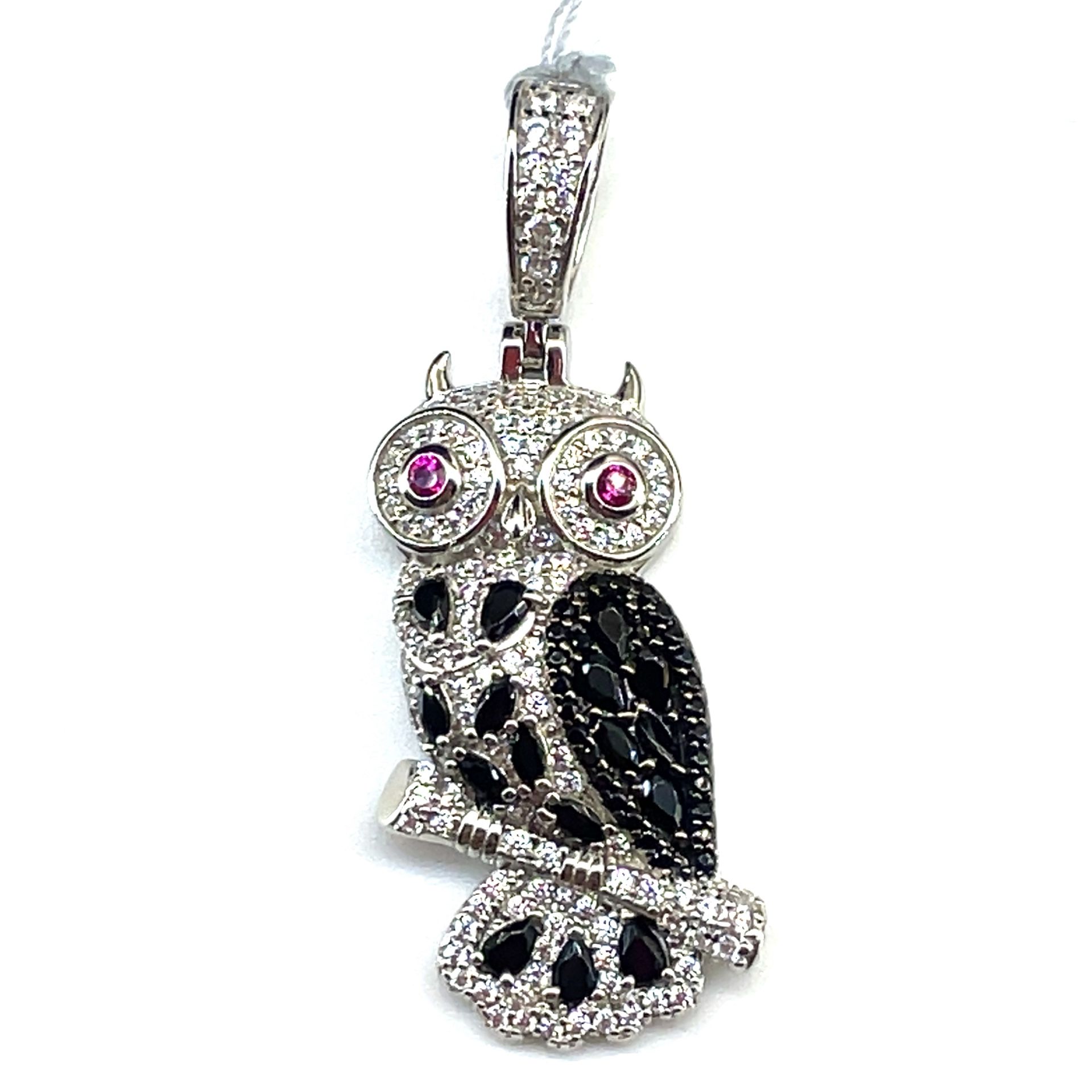 925 Sterling Silver CZ Owl Pendant 7.35g 200755/15